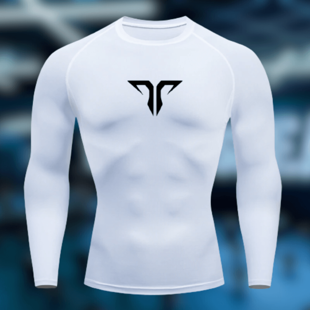 TrenFlex Small Logo Compression - White Long Sleeve - Trenflex
